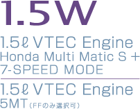1.5W 1.5L VTEC Engine Honda Multi Matic S + 7-SPEED MODE / 1.5L VTEC Engine 5MT